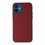 For iPhone 12 mini Carbon Fiber Skin PU + PC + TPU Shockprof Protective Case (Red)