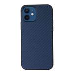 For iPhone 12 mini Carbon Fiber Skin PU + PC + TPU Shockprof Protective Case (Blue)