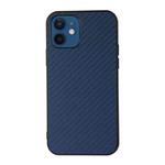 For iPhone 12 Carbon Fiber Skin PU + PC + TPU Shockprof Protective Case(Blue)