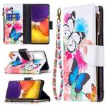 For Samsung Galaxy A82 5G Colored Drawing Pattern Zipper Horizontal Flip Leather Case with Holder & Card Slots & Wallet(Two Butterflies)