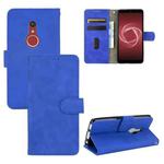 For Fujitsu Be4 Plus F-41B Solid Color Skin Feel Magnetic Buckle Horizontal Flip Calf Texture PU Leather Case with Holder & Card Slots & Wallet(Blue)