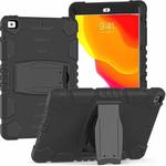 For iPad 10.2 2021 / 2020 / 2019 3-Layer Protection Screen Frame + PC + Silicone Shockproof Combination Case with Holder(Black+Black)