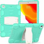 For iPad 10.2 2021 / 2020 / 2019 3-Layer Protection Screen Frame + PC + Silicone Shockproof Combination Case with Holder(Mint Green)