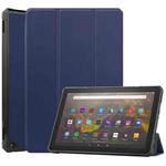 For Amazon Kindle Fire HD 10 (2021) Custer Texture Horizontal Flip Leather Case with Three-folding Holder & Sleep / Wake-up Function(Dark Blue)