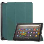 For Amazon Kindle Fire HD 10 (2021) Custer Texture Horizontal Flip Leather Case with Three-folding Holder & Sleep / Wake-up Function(Dark Green)