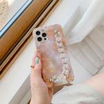 For iPhone 11 Pro Max Agate Marble Pattern Protective Case With Bracelet (Orange)