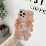 For iPhone 11 Pro Max Agate Marble Pattern Protective Case With Holder (Orange)