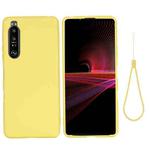 For Sony Xperia 1 III Pure Color Liquid Silicone Shockproof Full Coverage Case(Yellow)