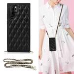 For Huawei P30 Pro Elegant Rhombic Pattern Microfiber Leather +TPU Shockproof Case with Crossbody Strap Chain(Black)