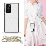 For Huawei P40 Elegant Rhombic Pattern Microfiber Leather +TPU Shockproof Case with Crossbody Strap Chain(White)