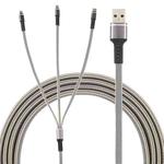 1.2m USB to 8 Pin + USB-C / Type-C + Micro USB 3 in 1 Nylon Braided Charging Cable(Grey)