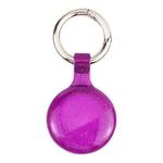 Anti-scratch Clear TPU Shockproof Protective Cover Case with Keychain Hook Loop For AirTag( Glitter Powder Purple)