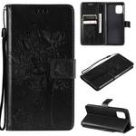 For OPPO Find X3 / X3 Pro Tree & Cat Pattern Pressed Printing Horizontal Flip PU Leather Case with Holder & Card Slots & Wallet & Lanyard(Black)