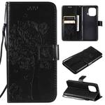 For Xiaomi Mi 11 Pro Tree & Cat Pattern Pressed Printing Horizontal Flip PU Leather Case with Holder & Card Slots & Wallet & Lanyard(Black)