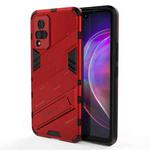 For vivo V21 Punk Armor 2 in 1 PC + TPU Shockproof Case with Invisible Holder(Red)