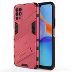 For Honor Play 5T Punk Armor 2 in 1 PC + TPU Shockproof Case with Invisible Holder(Light Red)