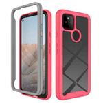 For Google Pixel 5A 5G Starry Sky Solid Color Series Shockproof PC + TPU Case(Rose Red)