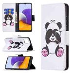 For Samsung Galaxy A22 5G Colored Drawing Horizontal Flip Leather Case with Holder & Card Slots & Wallet(Panda)