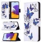 For Samsung Galaxy A22 5G Colored Drawing Horizontal Flip Leather Case with Holder & Card Slots & Wallet(Butterflies)