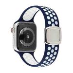 Double Color Silicone Watch Band For Apple Watch Series 8&7 41mm / SE 2&6&SE&5&4 40mm / 3&2&1 38mm(Blue White)