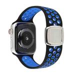 Double Color Silicone Watch Band For Apple Watch Series 8&7 41mm / SE 2&6&SE&5&4 40mm / 3&2&1 38mm(Black Blue)