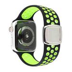 Double Color Silicone Watch Band For Apple Watch Series 8&7 41mm / SE 2&6&SE&5&4 40mm / 3&2&1 38mm(Black Green)