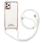 For iPhone 12 Pro Electroplating TPU Four-Corner Shockproof Protective Case with Lanyard(White)