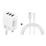 SOlma 2 in 1 6.2A 3 USB Ports Travel Charger + 1.2m USB to Micro USB Data Cable Set, UK Plug