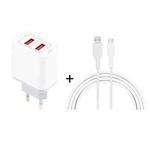 K0-99 2 in 1 5V / 3.1A 2 USB Ports Travel Charger with 1.2m USB to Micro USB Data Cable Set, EU Plug