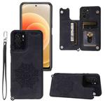 For Xiaomi Redmi Note 10 Mandala Embossed PU + TPU Case with Holder & Card Slots & Photo Frame & Strap(Black)