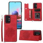 For Xiaomi Redmi Note 10 Pro Max Mandala Embossed PU + TPU Case with Holder & Card Slots & Photo Frame & Strap(Red)