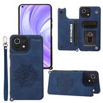 For Xiaomi Mi 11 Lite Mandala Embossed PU + TPU Case with Holder & Card Slots & Photo Frame & Strap(Blue)