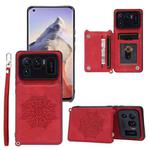For Xiaomi Mi 11 Ultra Mandala Embossed PU + TPU Case with Holder & Card Slots & Photo Frame & Strap(Red)