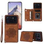 For Xiaomi Mi 11 Ultra Mandala Embossed PU + TPU Case with Holder & Card Slots & Photo Frame & Strap(Brown)