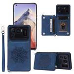 For Xiaomi Mi 11 Ultra Mandala Embossed PU + TPU Case with Holder & Card Slots & Photo Frame & Strap(Blue)