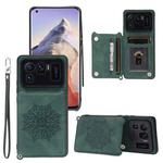 For Xiaomi Mi 11 Ultra Mandala Embossed PU + TPU Case with Holder & Card Slots & Photo Frame & Strap(Green)