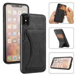 For iPhone X / XS Ultra-thin Shockproof Protective Case with Holder & Metal Magnetic Function(Black)