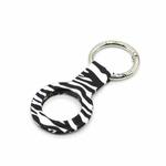 Wet Sticking Pattern Anti-scratch Silicone Shockproof Protective Cover Case with Keychain Ring Loop For AirTag(Zebra)