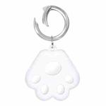 Cute Cat Paw Silicone Shockproof Protective Cover Soft Case with Keychain Ring Loop For AirTag(White)