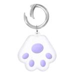 Cute Cat Paw Silicone Shockproof Protective Cover Soft Case with Keychain Ring Loop For AirTag(Purple)