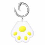 Cute Cat Paw Silicone Shockproof Protective Cover Soft Case with Keychain Ring Loop For AirTag(Yellow)