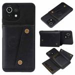 For Xiaomi Mi 11 Lite Double Buckle PU + TPU Shockproof Magnetic Protective Case with Card Slot & Holder(Black)