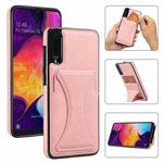 For Samsung Galaxy A50 Ultra-thin Shockproof Protective Case with Holder & Metal Magnetic Function(Rose Gold)