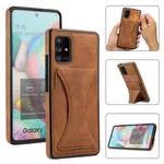 For Samsung Galaxy A51 5G Ultra-thin Shockproof Protective Case with Holder & Metal Magnetic Function(Brown)