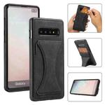 For Samsung Galaxy S10+ Ultra-thin Shockproof Protective Case with Holder & Metal Magnetic Function(Black)