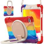 Silicone + PC Protective Case with Holder & Shoulder Strap For iPad mini 5 / 4(Rainbow Red)