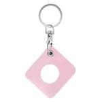 Square PU Leather Case Shockproof Anti-scratch Protective Cover with Keychain Ring Loop For AirTag(Pink)