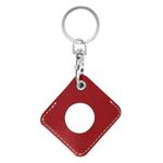 Square PU Leather Case Shockproof Anti-scratch Protective Cover with Keychain Ring Loop For AirTag(Red)