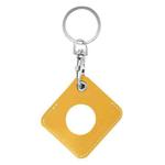 Square PU Leather Case Shockproof Anti-scratch Protective Cover with Keychain Ring Loop For AirTag(Yellow)