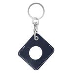 Square PU Leather Case Shockproof Anti-scratch Protective Cover with Keychain Ring Loop For AirTag(Night Blue)